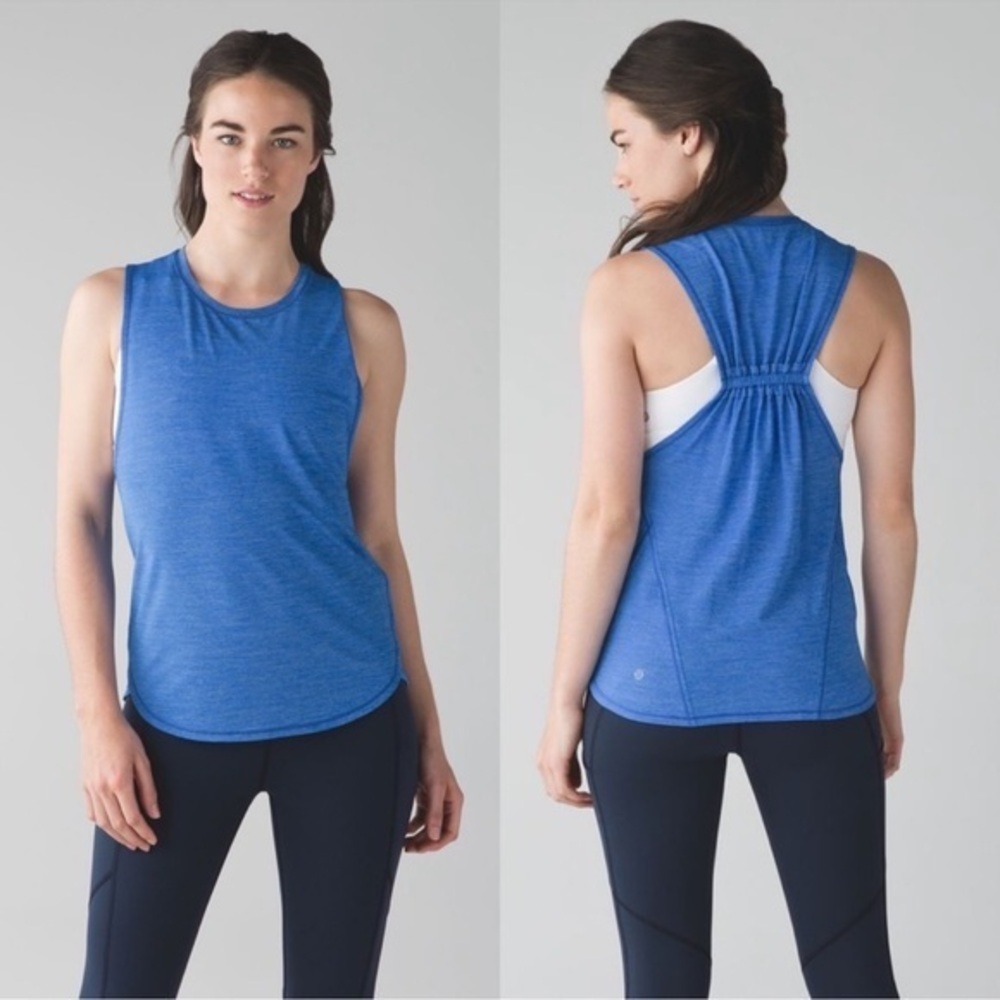 Lululemon In A Cinch Tank Heathered Pipe Dream Blue M